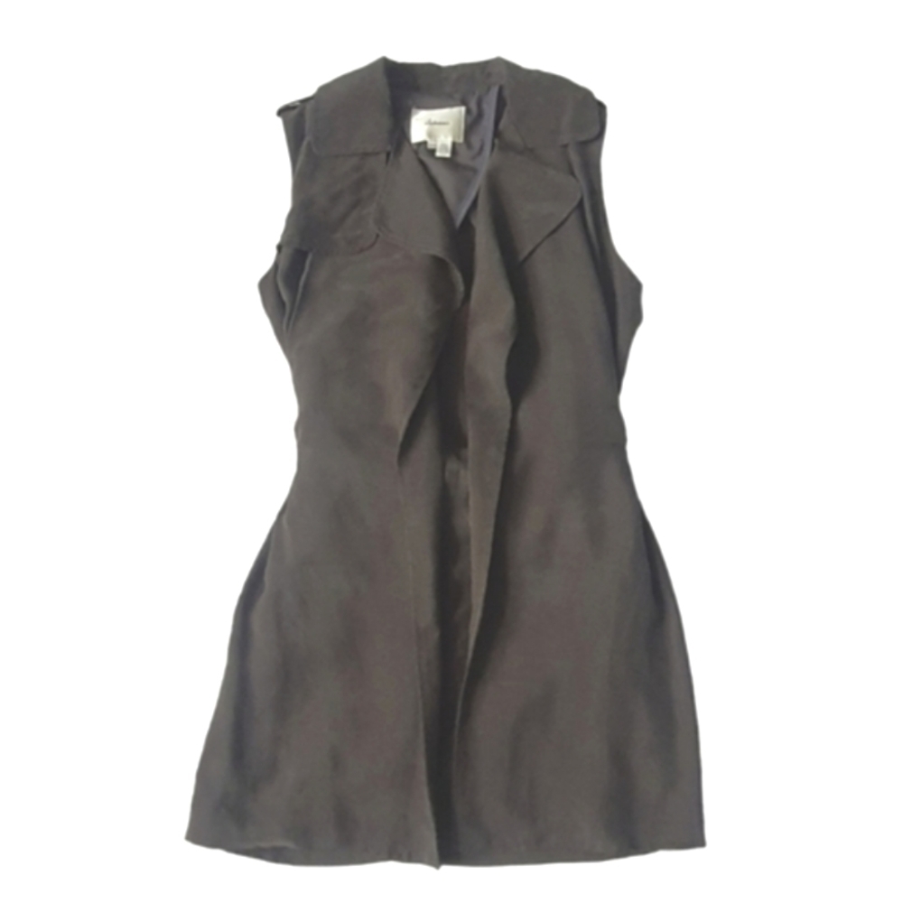 ELEVENSES Anthropologie Long Drape Vest Dark Sage Relaxed Fit XXSP - Picture 2 of 9